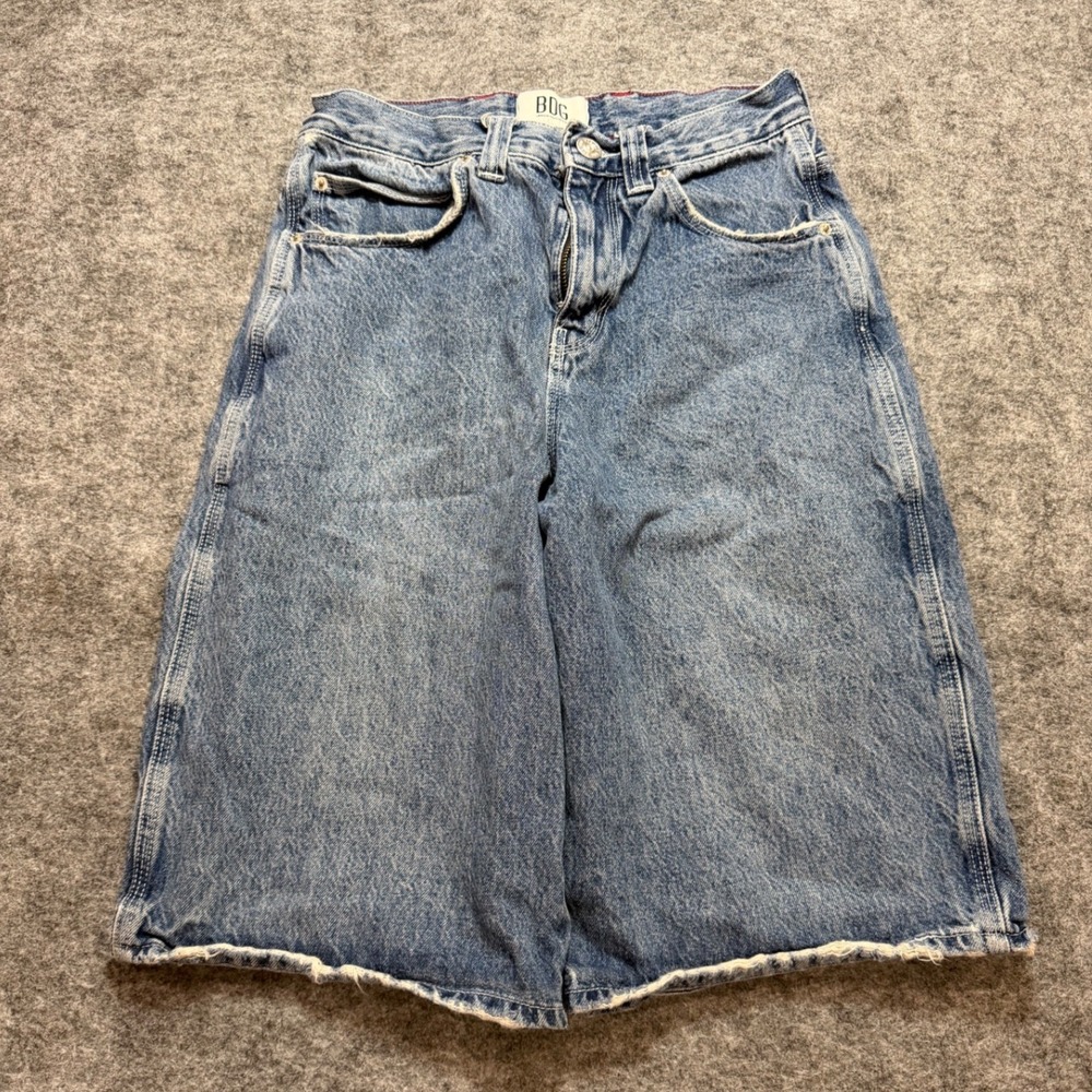 BDG Urban Outfitters Denim Carpenter Shorts Light Wash Wide Leg Jorts 24W